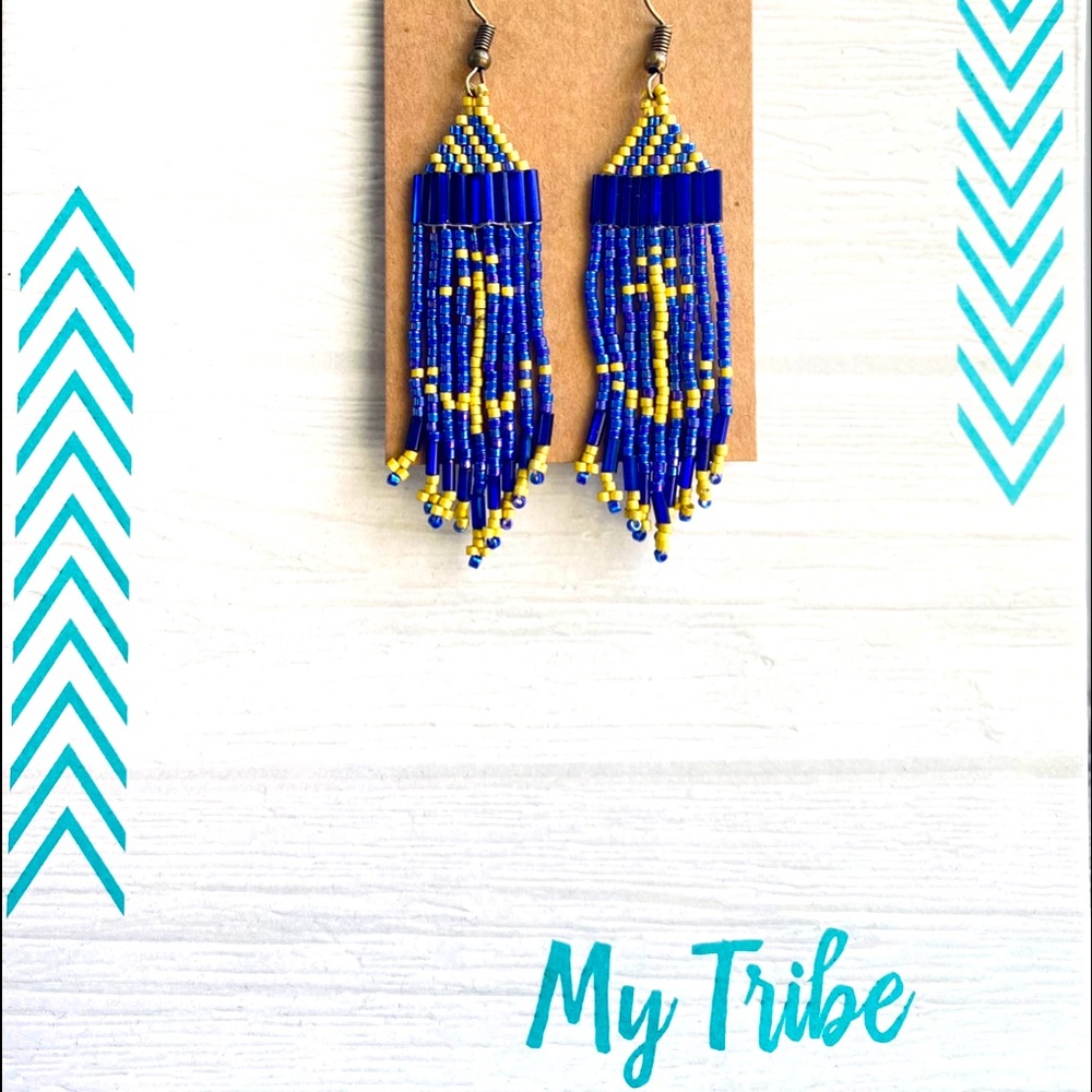 Artisan handmade beaded fringe earrings